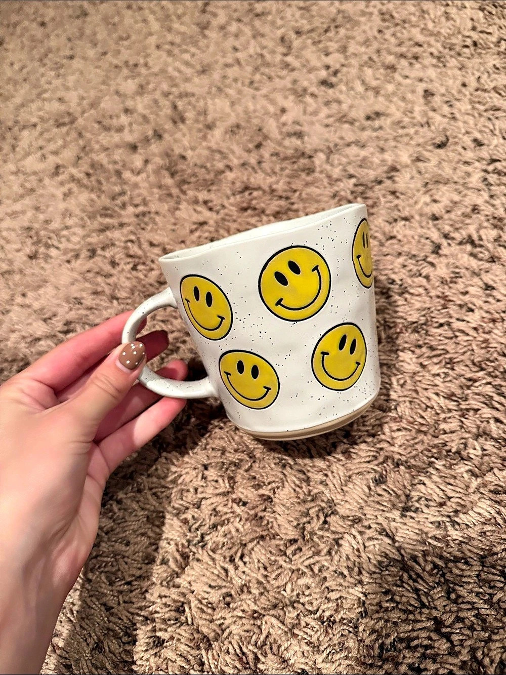 Orima Design Smiley Face Ceramic Mug in White & Yellow